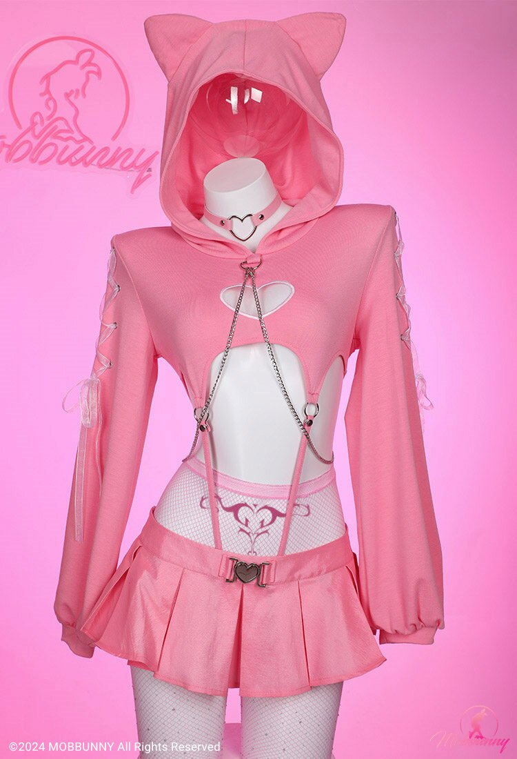 MOBBUNNY Authorized Reseller Cute pink heart cat two-piece set yv321 ...