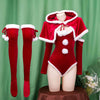 Christmas Fuzzy Ball Hooded Cloak Jumpsuit Lingerie Set yv50800