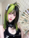 Y2k Black And Green Highlighted Wig yv50429