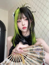 Y2k Black And Green Highlighted Wig yv50429