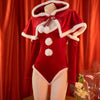 Christmas Fuzzy Ball Hooded Cloak Jumpsuit Lingerie Set yv50800