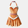 Christmas Elk Halter Fuzzy Pleated Dress yv50806