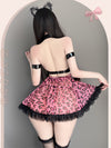 Pink Leopard Lace Slip Dress yv50613