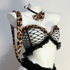 Leopard print fishnet bikini yv50836