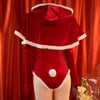 Christmas Fuzzy Ball Hooded Cloak Jumpsuit Lingerie Set yv50800