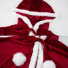 Christmas Fuzzy Ball Hooded Cloak Jumpsuit Lingerie Set yv50800