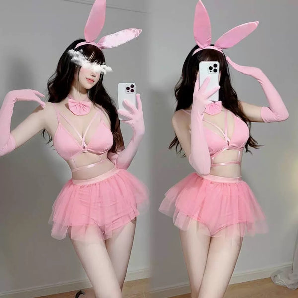 Cute Pink Bunny Girl Cosplay Lingerie - Kuru Store