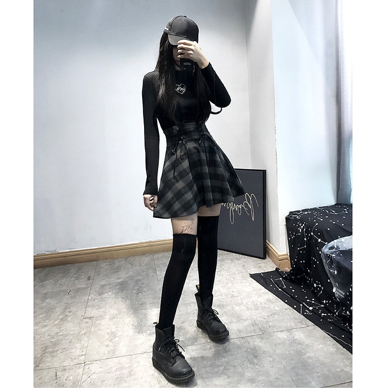 Gray plaid skirt YV41106 – Youvimi