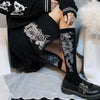 Punk embroidered dragon calf socks yv30171