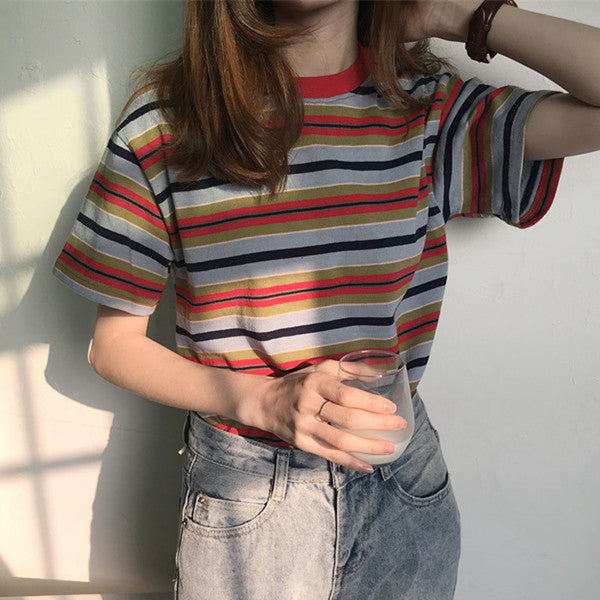 Rainbow striped T-shirt YV40237 – Youvimi